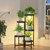 Front view of iDavosic.ly 5 Tier Folding Plant Stand in black with grow light
