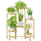 Front view of iDavosic.ly 6 Tier Metal Plant Stand in Shimmer Gold