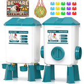 Front view of INNOLAND Chicken Feeder and Waterer Set in blue
