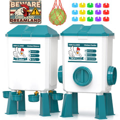 Front view of INNOLAND Chicken Feeder and Waterer Set in blue