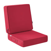Front view of IPYNBAP outdoor cushions in burgundy colour