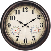 Front view of JENLYSTIME 13 Inch Dark Brown Vintage Waterproof Wall Clock