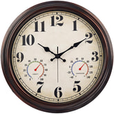 Front view of JENLYSTIME 16 Inch Dark Brown Vintage Waterproof Wall Clock