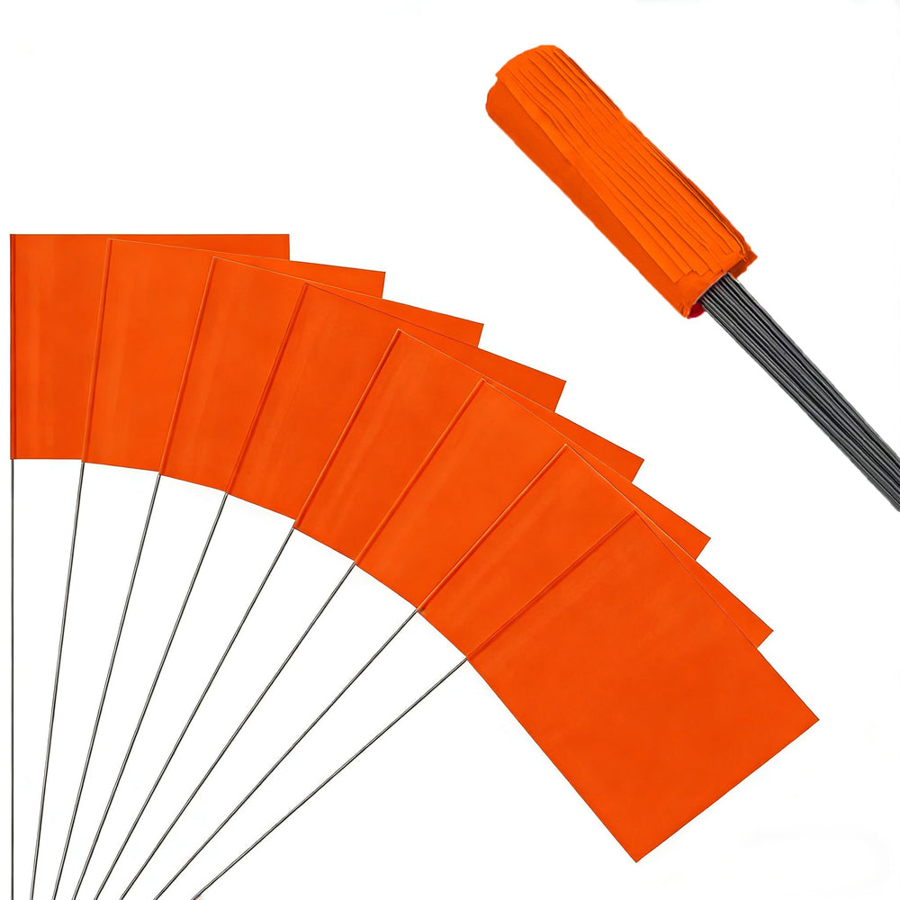 Front view of JIZHGRAD 50 Pack Orange Marking Flags