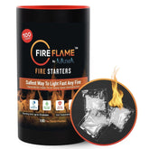 Front view of kiknek FireFlame fire starter pouches, 100 pack