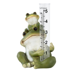 Front view of La Crosse Frog Rain Gauge with clear acrylic collector