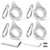 Front view of Loretoy 4 Pack Aluminum Alloy Flag Pole Rings, Silver