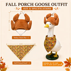 Front view of Lumithence Porch Goose wearing turkey leg hat