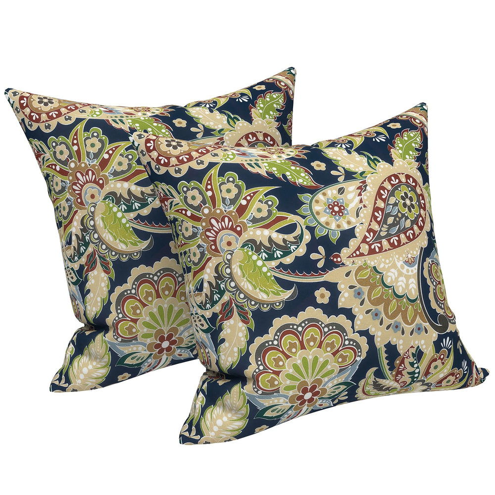 Front view of LVTXIII 18x18 inch outdoor pillow covers in Paisley Bloom