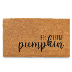 Front view of MAINEVENT Hey There Pumpkin Door Mat with coir material