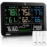 Front view of OBET Wireless Indoor Outdoor Thermometer with color display