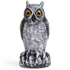 Front view of OFFO 8-inch realistic owl statue, brown color