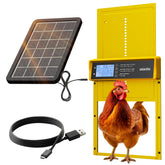 Front view of OKKÖBI Chicken Coop Door with solar panel