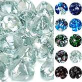 Front view of onlyfire 10 lbs Fire Glass Diamonds in Crystal Ice