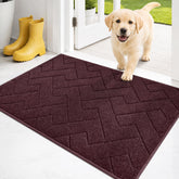 Front view of PURRUGS Dirt Trapping Door Mat in Burgundy Red, 20" x 31.5"