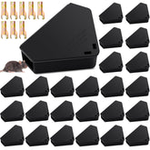 Front view of Qualirey triangle mice bait station, black, 5x3 in