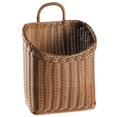Front view of Quincry Woven Hanging Wicker Basket in brown