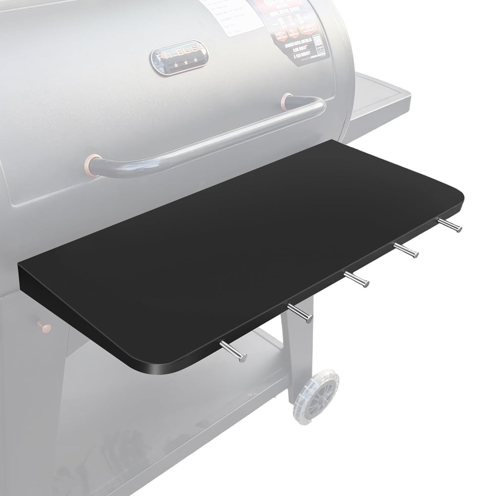 Front view of QuliMetal Foldable Front Shelf for Pit Boss Austin XL 1000, black