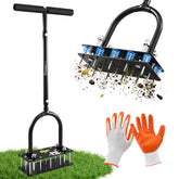 Front view of SakerPlus Aerator Lawn Tool with black handle