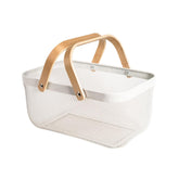 Front view of SANHSEHOME Metal Mesh Steel Harvest Basket in ivory
