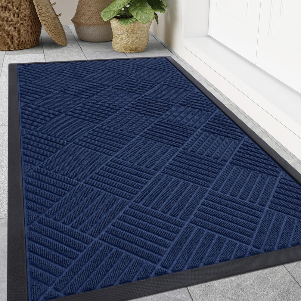 Front view of Smiry 47x32 inch navy blue door mat