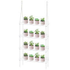 Front view of Sumerflos 4 Tier Acrylic Window Plant Shelves