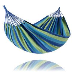 Front view of SUNCREAT Medium Hammock in Blue and Green