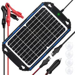 Front view of SUNER POWER 12W Solar Battery Charger with MPPT technology