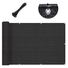 Front view of SUNLAX 3'x16' Black Balcony Privacy Screen