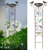 Front view of SUNNYPARK 43.5 Inch Metal Bird Bath with Decorative Birds