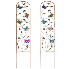 Front view of SUNNYPARK butterfly metal garden trellis set