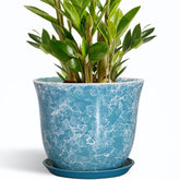 Front view of SUNPOTFOR 10 Inch Ceramic Planter in Gemstone Blue