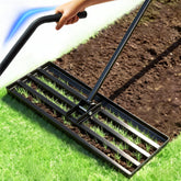Front view of SYITCUN Lawn Leveling Rake with stainless steel head