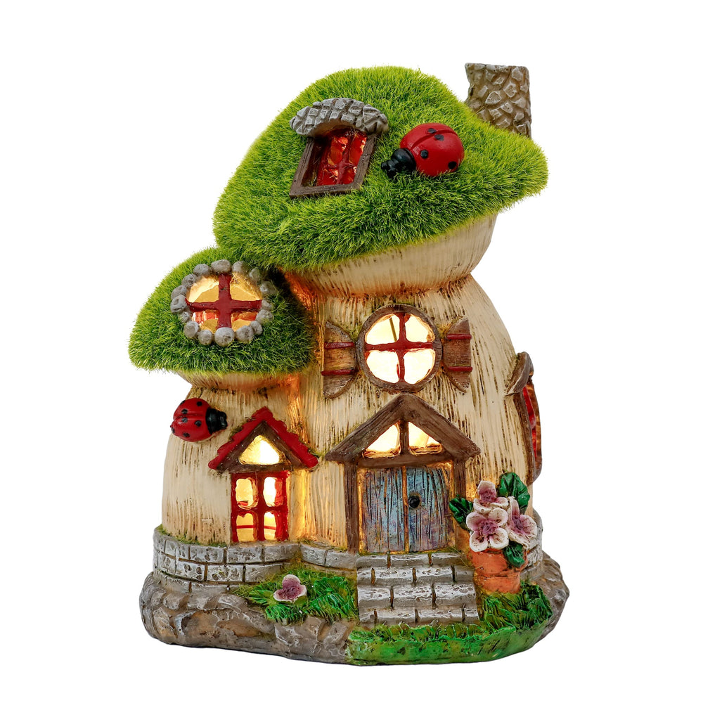 Front view of TERESA'S COLLECTIONS Mushroom Statue Solar Light 8 inches