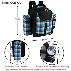 Front view of the apollo walker Picnic Backpack with padded straps