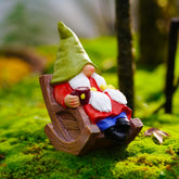 Front view of the Generic Drinking Coffee Gnome Statue, 6.5 inches, resin