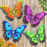 Front view of ULENDIS Metal Butterfly Wall Decor in colourful design