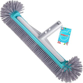 Front view of Unipool 17.5-inch swimming pool brush head with blue nylon bristles