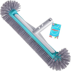 Front view of Unipool 17.5-inch swimming pool brush head with blue nylon bristles