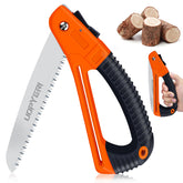Front view of Uopyeri 8 Inch Folding Hand Saw with orange handle