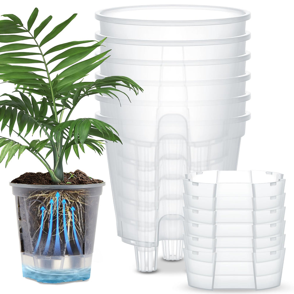 Front view of Wonderjune self watering planter 8.27-inch clear design