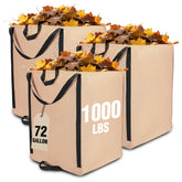 Front view of WORKPRO 72-Gallon reusable yard waste bag in light tan