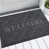 Front view of Yimobra Large Welcome Door Mat 36 x 24 in Dark Grey