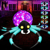 Front view of zukakii 12FT Giant Halloween Inflatable Spider with colourful eyes