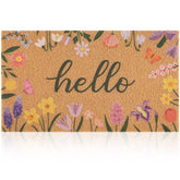 Fttoyoly Colorful Wildflowers Welcome Mat front view with floral design