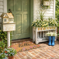 Fttoyoly Colorful Wildflowers Welcome Mat on a porch