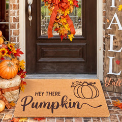 Fttoyoly Fall Doormat Hey There Pumpkin front view