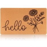 Fttoyoly Floral Welcome Mat front view with wildflower bouquet