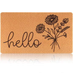 Fttoyoly Floral Welcome Mat front view with wildflower bouquet