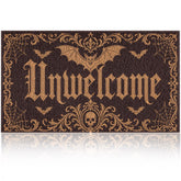 Fttoyoly Halloween Front Door Mat Gothic Bat Skull front view